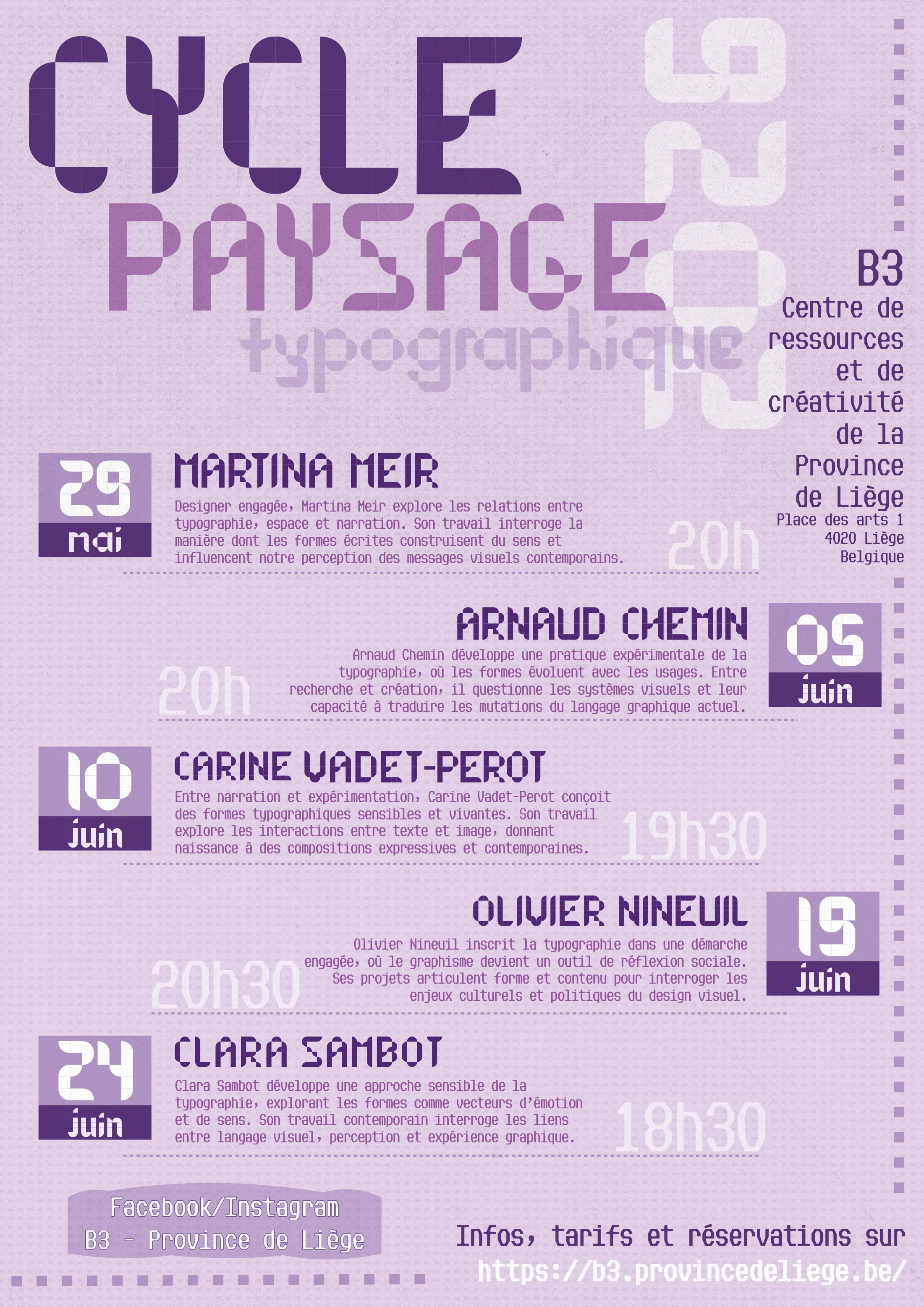 Affiche Cycle Paysage typographique à plat